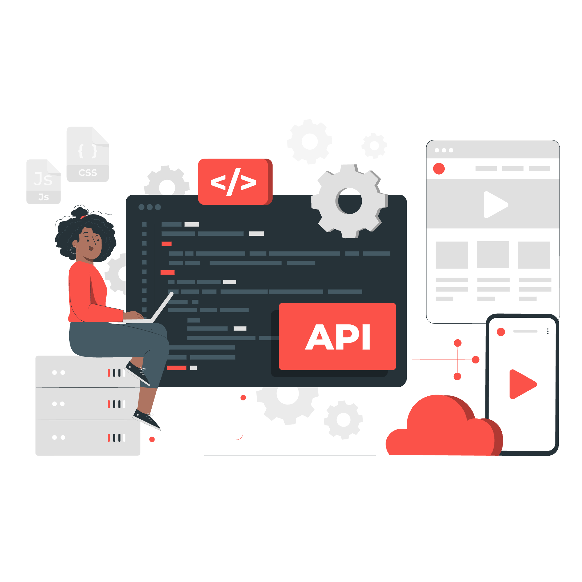 Illustration comparing API and SDK concepts in software development